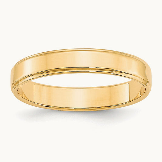 Flat with Step Edge Band — 14K Yellow Gold, 4mm