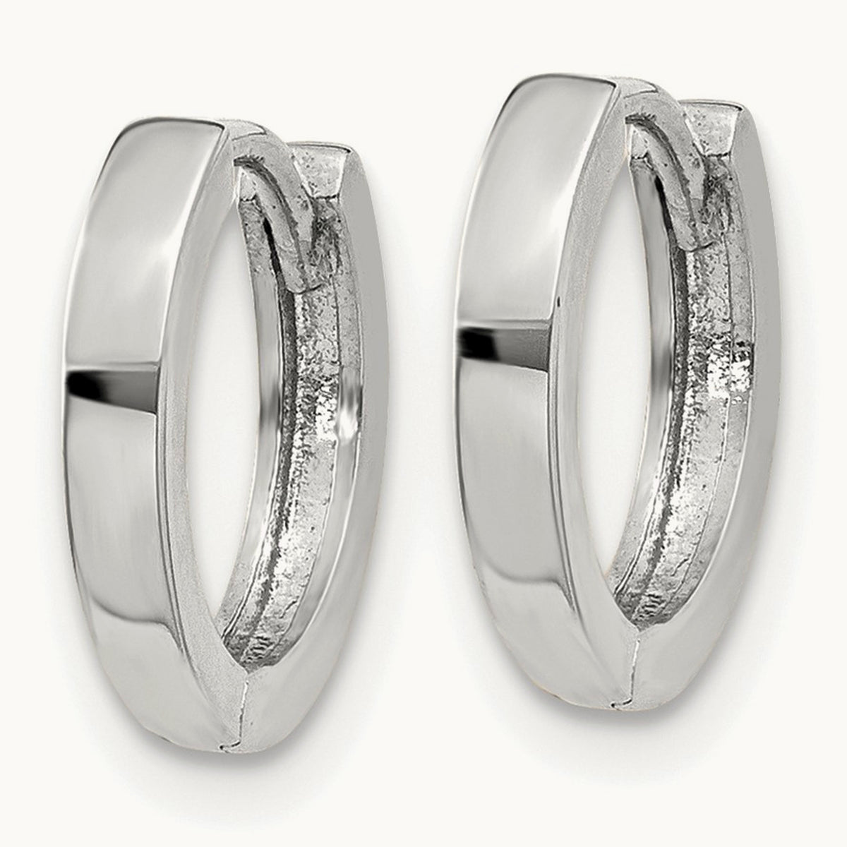Round Hinged Hoop Earrings, 14K White Gold