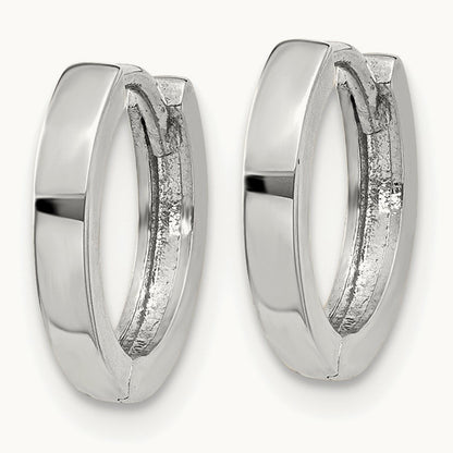 Round Hinged Hoop Earrings, 14K White Gold