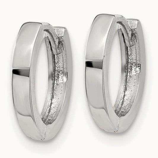 Round Hinged Hoop Earrings, 14K White Gold
