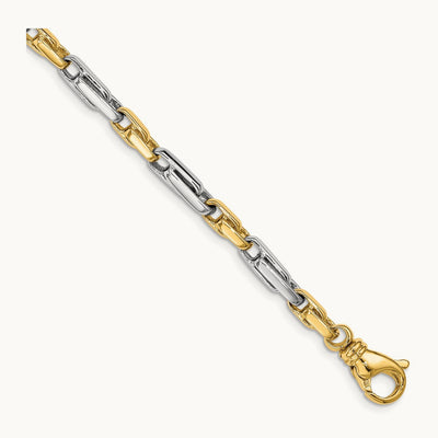 Hand Polished Fancy Link Chain, 5mm, 14K Two-tone