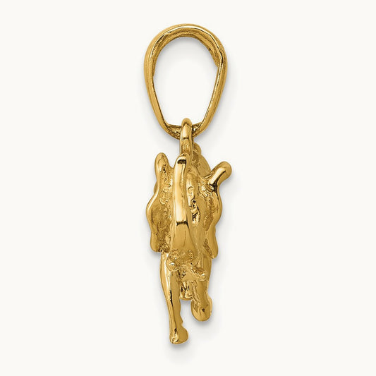 Polished 3-D Elephant Pendant — 14K Yellow Gold