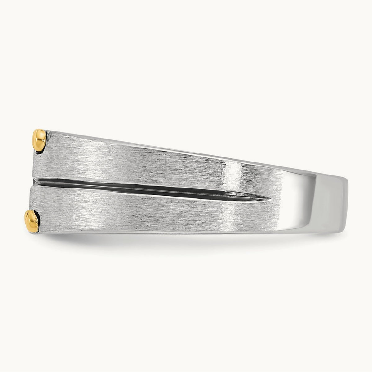 IBGoodman Men's Polished and Satin Diamond Complete Ring, 14K Two-tone