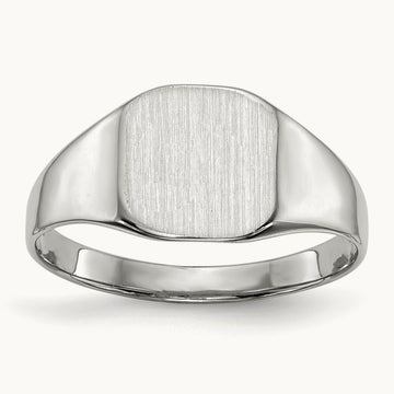 8.5x8. Closed Back Signet Ring, 5mm, 14K White Gold