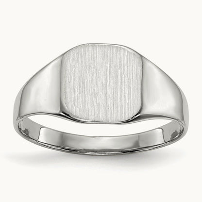 8.5x8. Closed Back Signet Ring, 5mm, 14K White Gold