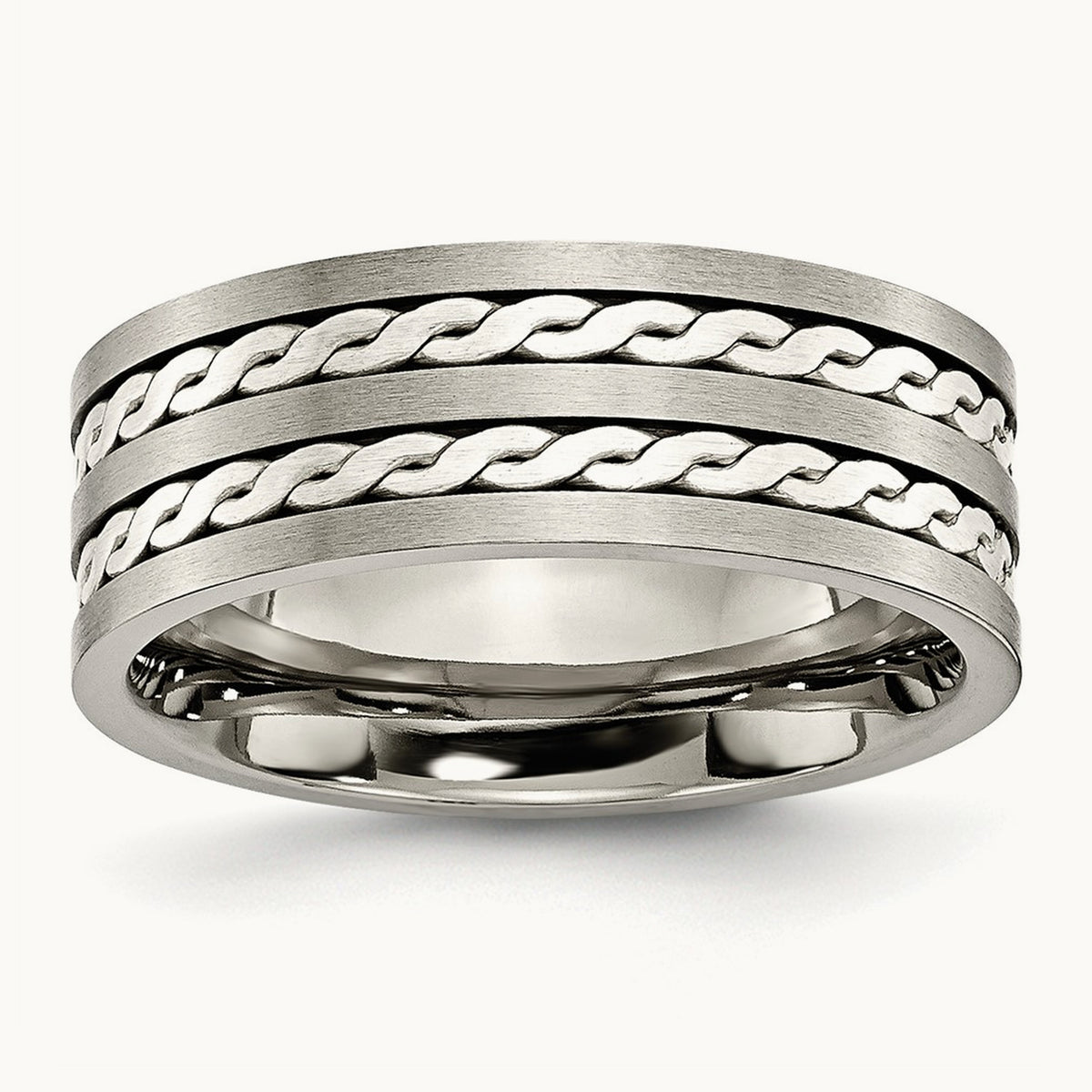Antiqued & Brushed with Sterling Silver Braided Inlay Band — photo set