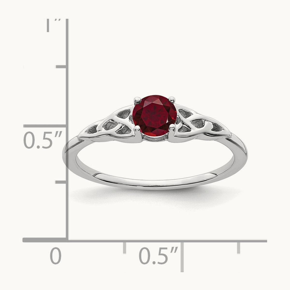 Created Ruby Celtic Knot Ring — 14K White Gold, 7