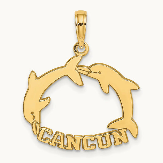 CANCUN w/ Double Jumping Dolphin Charm, 14K