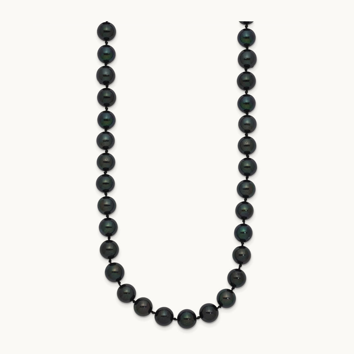7- Round Black Saltwater Akoya Cultured Pearl Necklace, 14K White Gold