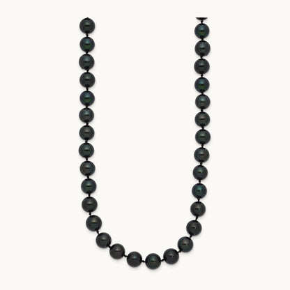 7- Round Black Saltwater Akoya Cultured Pearl Necklace, 14K White Gold