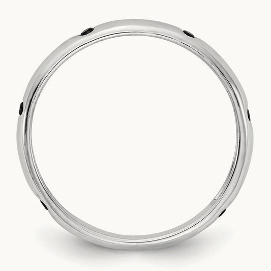 6-stone Black Diamond Band, 14K White Gold