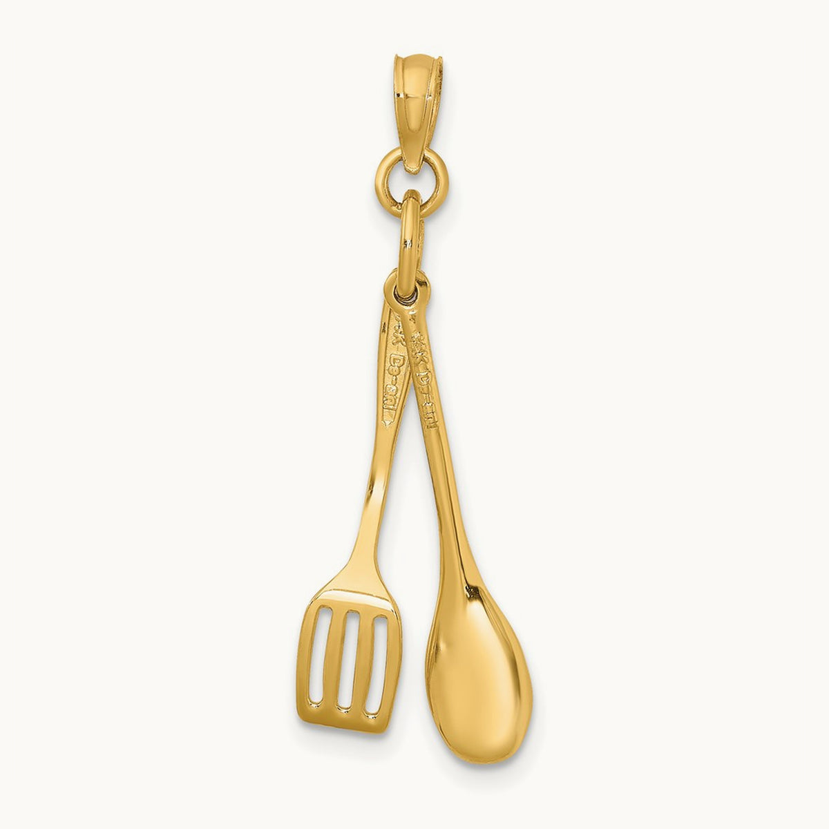 3-D Moveable Spoon and Spatula Charm, 14K