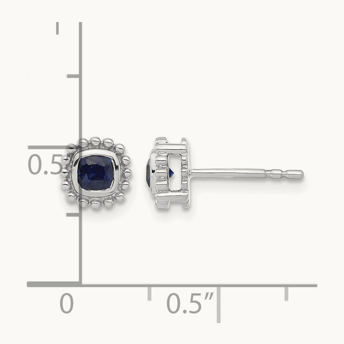 Cushion Sapphire Earrings — 14K White Gold