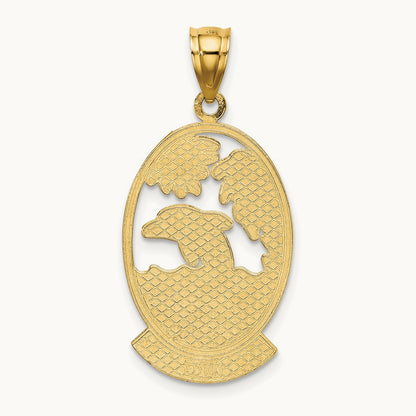 SEA ISLE w/ Dolphin Sunset Scene Charm, 14K
