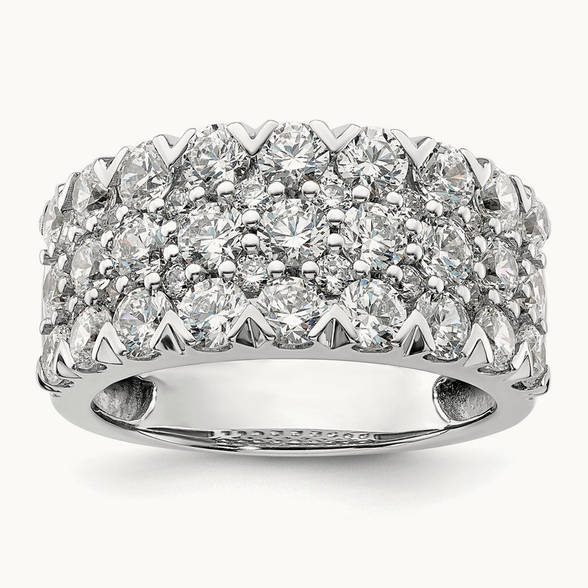 Triple Row Band, 1.50-3.00 ct tw Lab-Grown Diamond — 3 ct, 14K White Gold