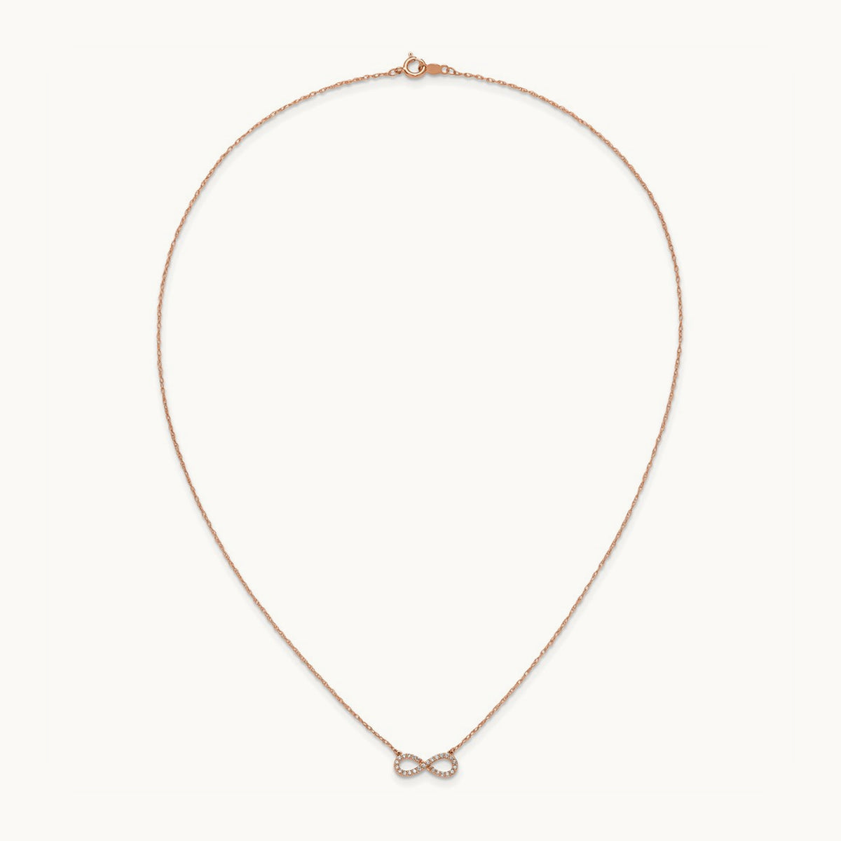 Polished Diamond Infinity Symbol 18 inch Necklace — 14K Rose Gold