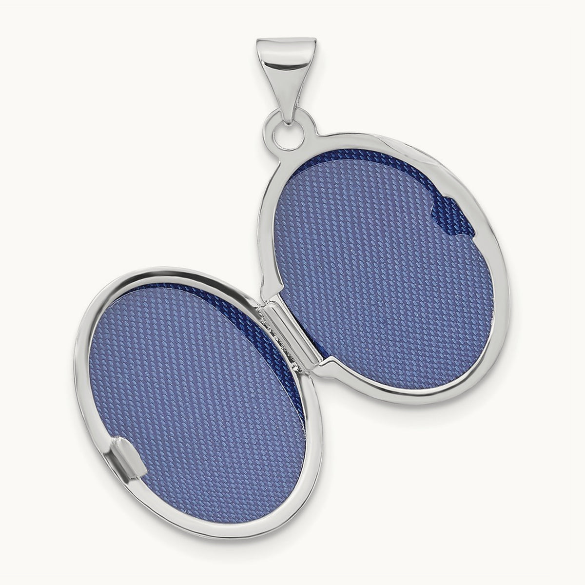 Enamel Leaves Oval Locket — 14K White Gold