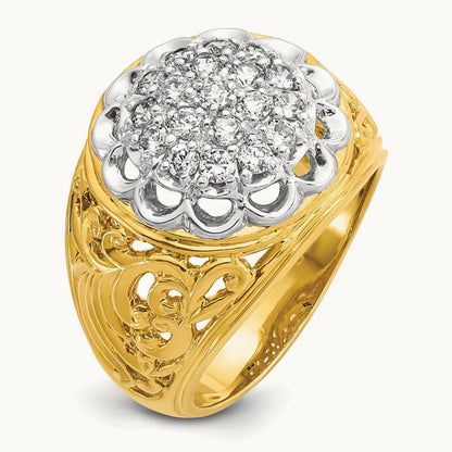 IBGoodman Men's Polished Filigree Round Dia Cluster Ring, 14K Two-tone