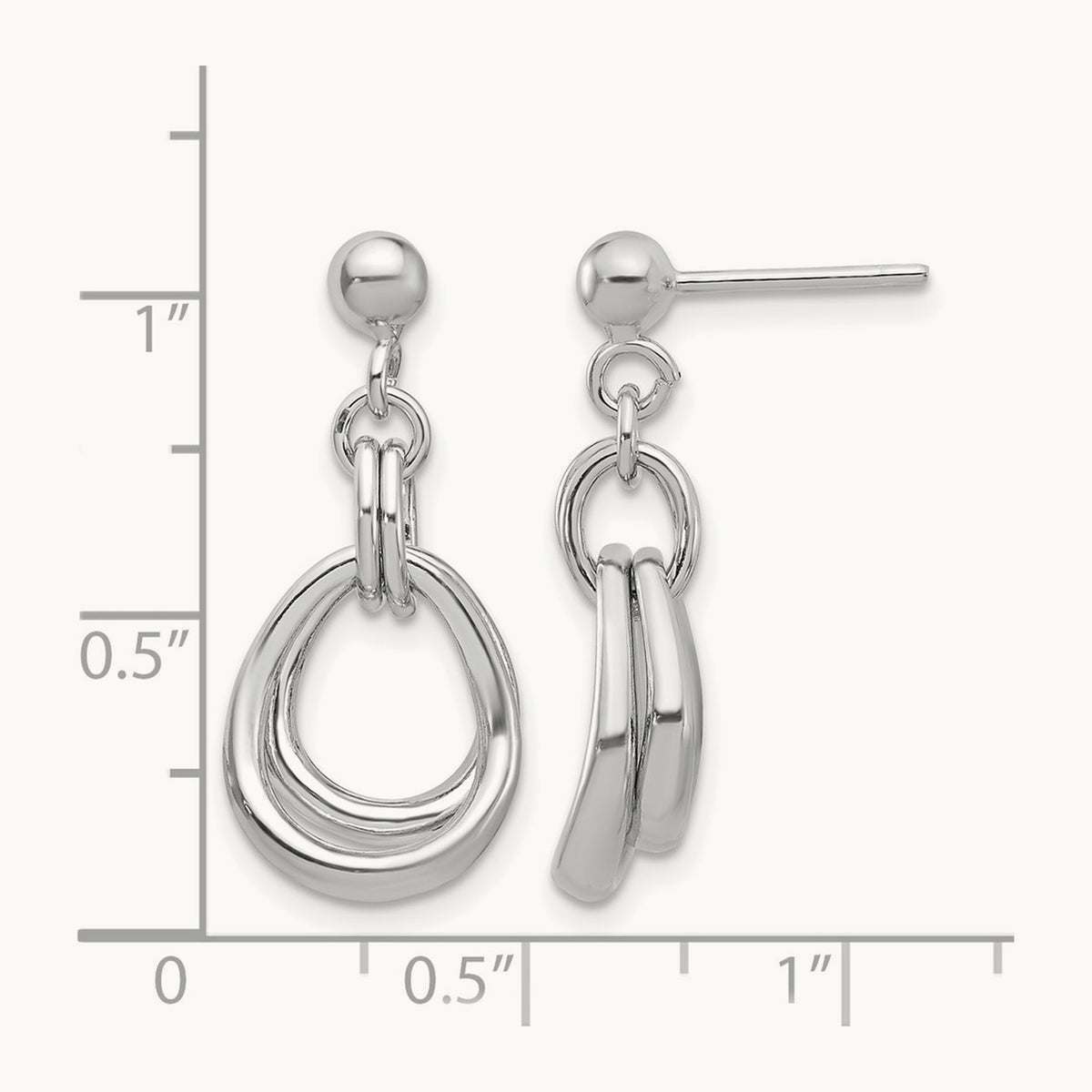 Rhodium-plated Polished Post Dangle Earrings, Sterling Silver — Leslie's