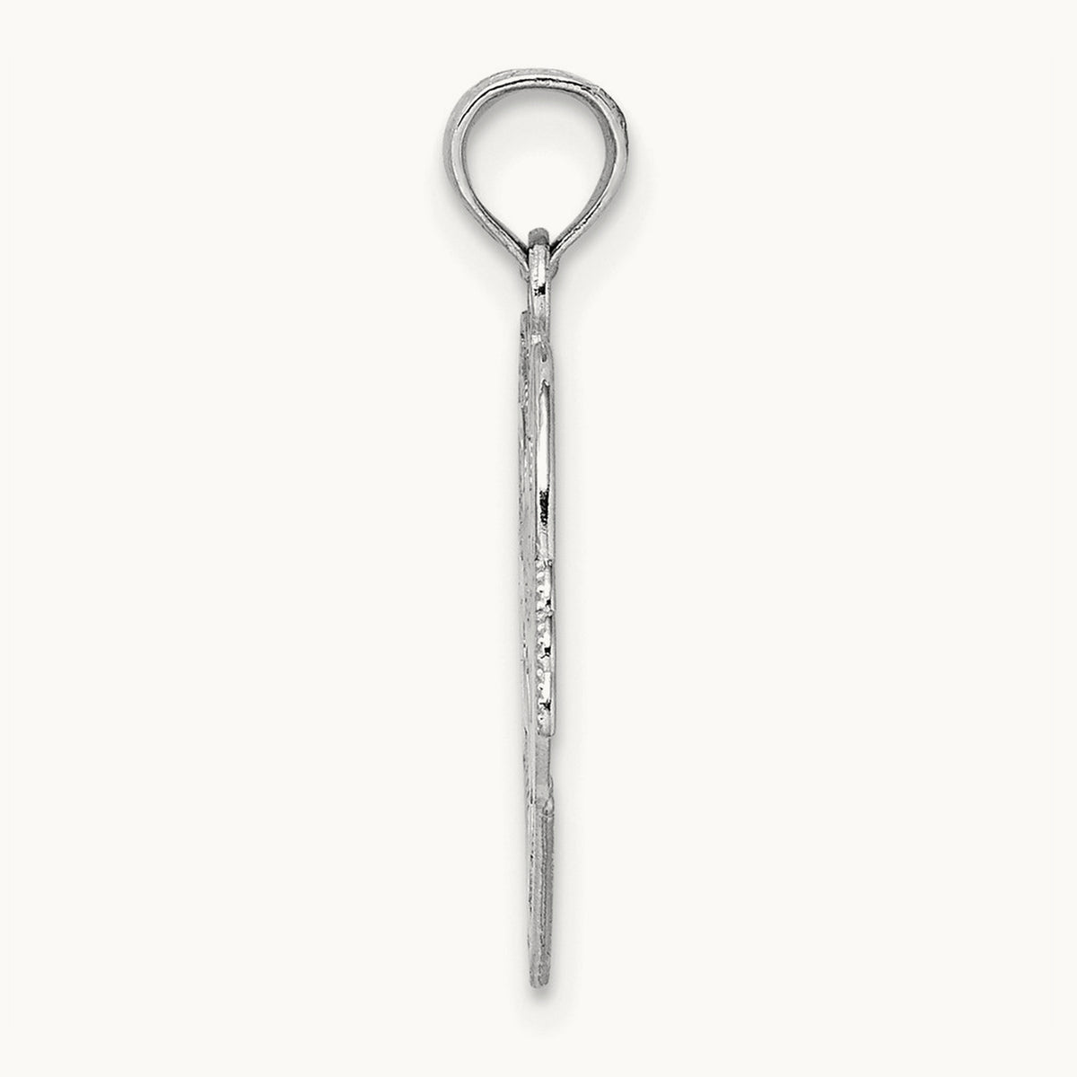 Polished and Beaded Claddagh In Heart Charm — 14K White Gold