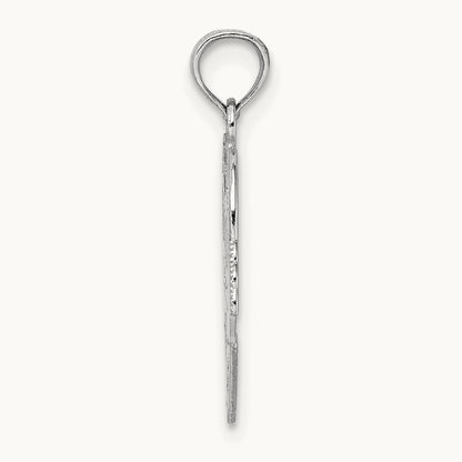 Polished and Beaded Claddagh In Heart Charm — 14K White Gold