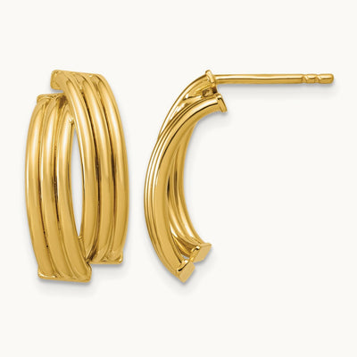 Polished and Grooved J-Hoop Post Earrings — Leslie's — photo set