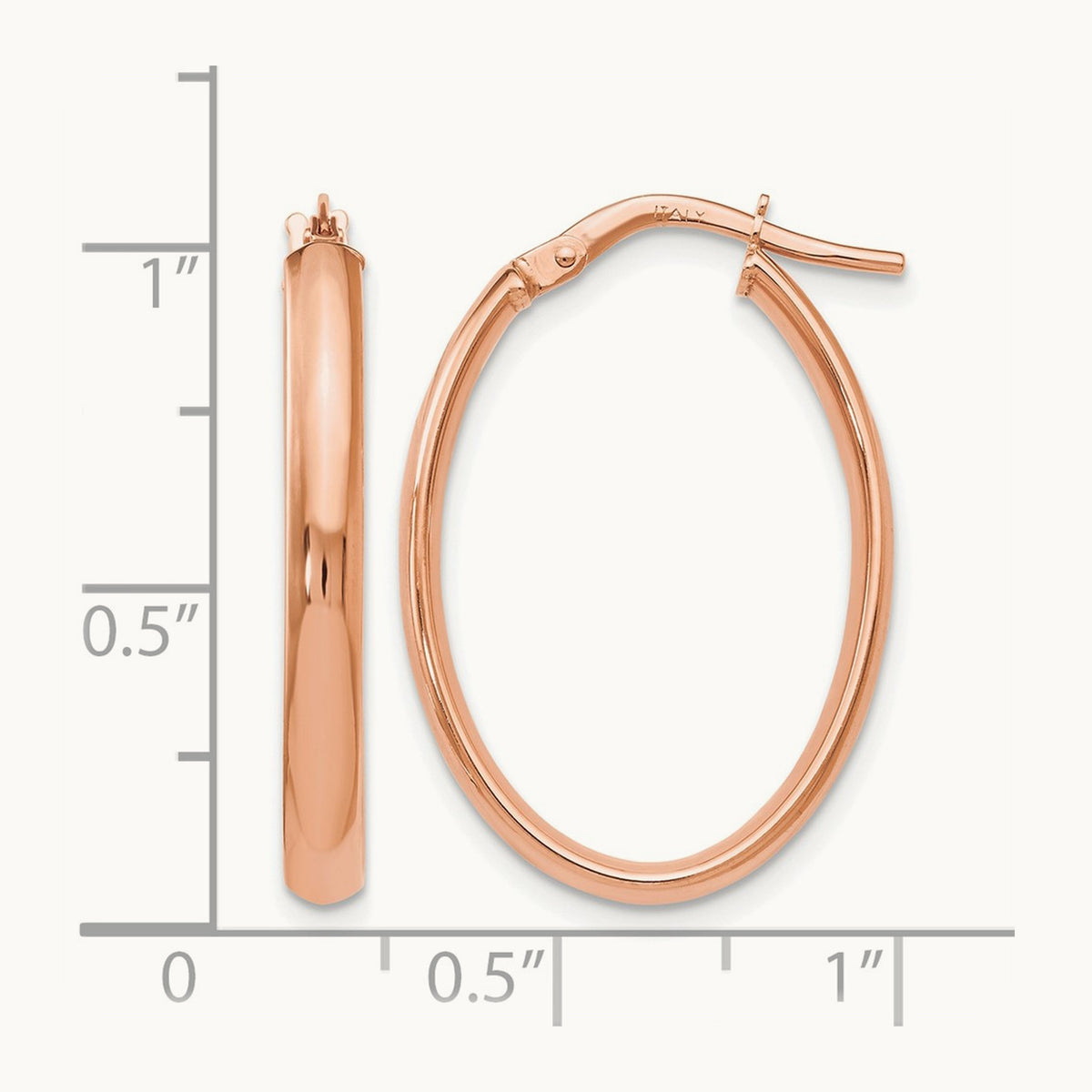 Polished Oval Hoop Earrings, 10K Rose Gold — Leslie's