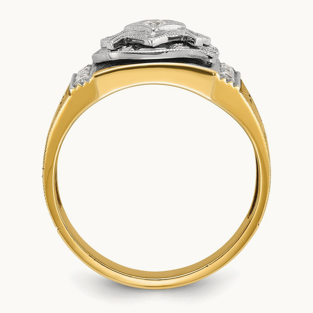 14ktt IBGoodman Men's Enameled & Diamond Blue Lodge Masonic Ring