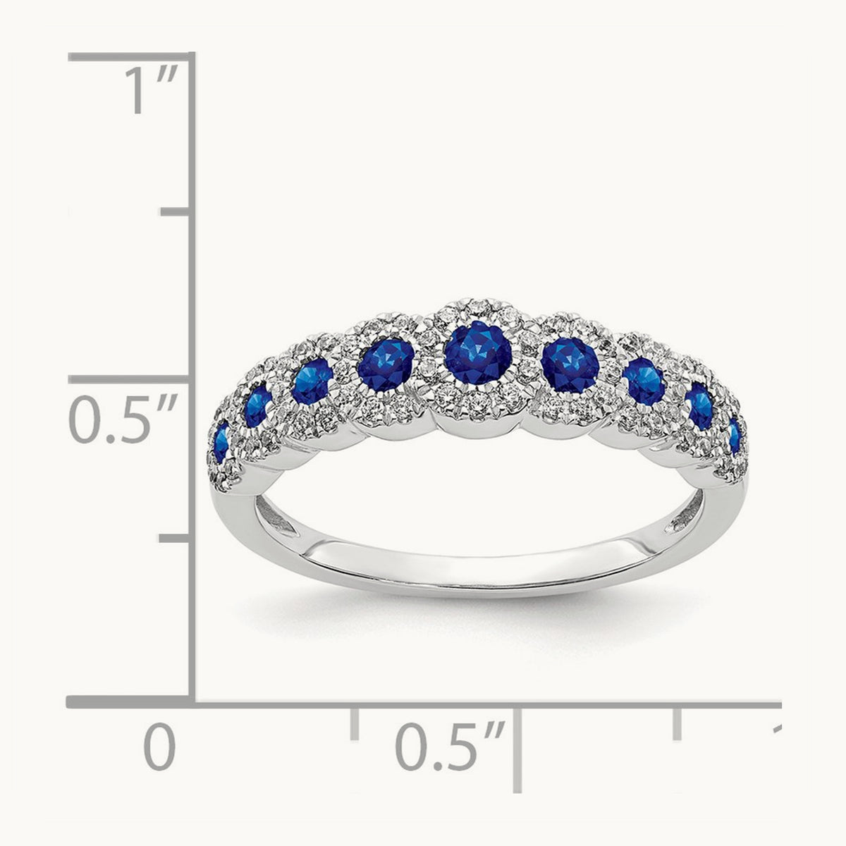 Diamond and Sapphire Polished Ring, 14K White Gold