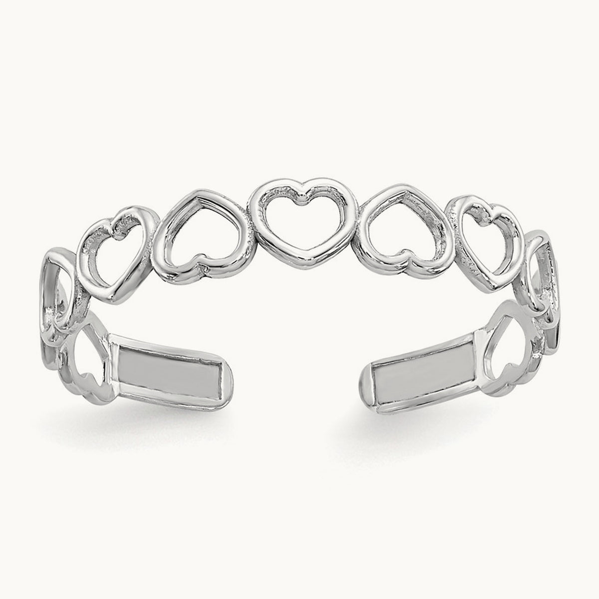 Polished Cut Out Hearts Toe Ring, 14K White Gold