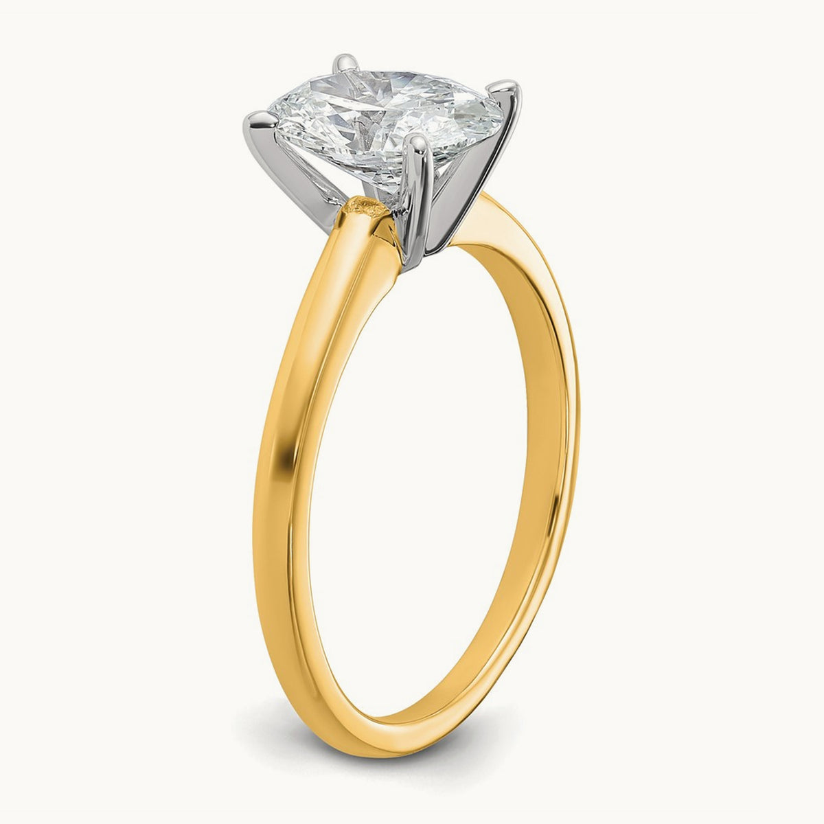 Oval Solitaire Engagement Ring, 0.50-5.00 ct tw Lab-Grown Diamond — 1 1/2 ct, 14K Two-Tone