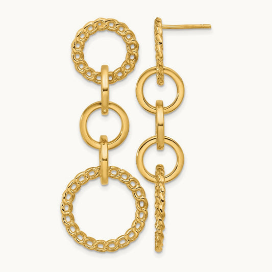 Polished Fancy Circle Link Dangle Post Earrings — Leslie's — photo set