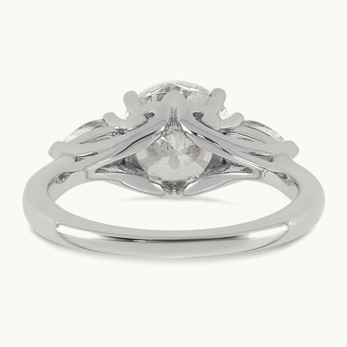Round with Pear 3 Stone Engagement Ring, 1.25-3.50 ct tw Lab-Grown Diamond — 2 1/2 ct, 14K White Gold