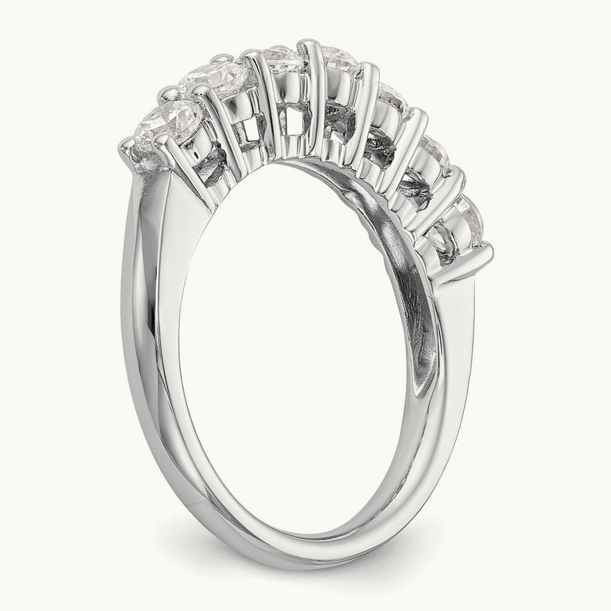 7-Stone Diamond Band, 14K White Gold