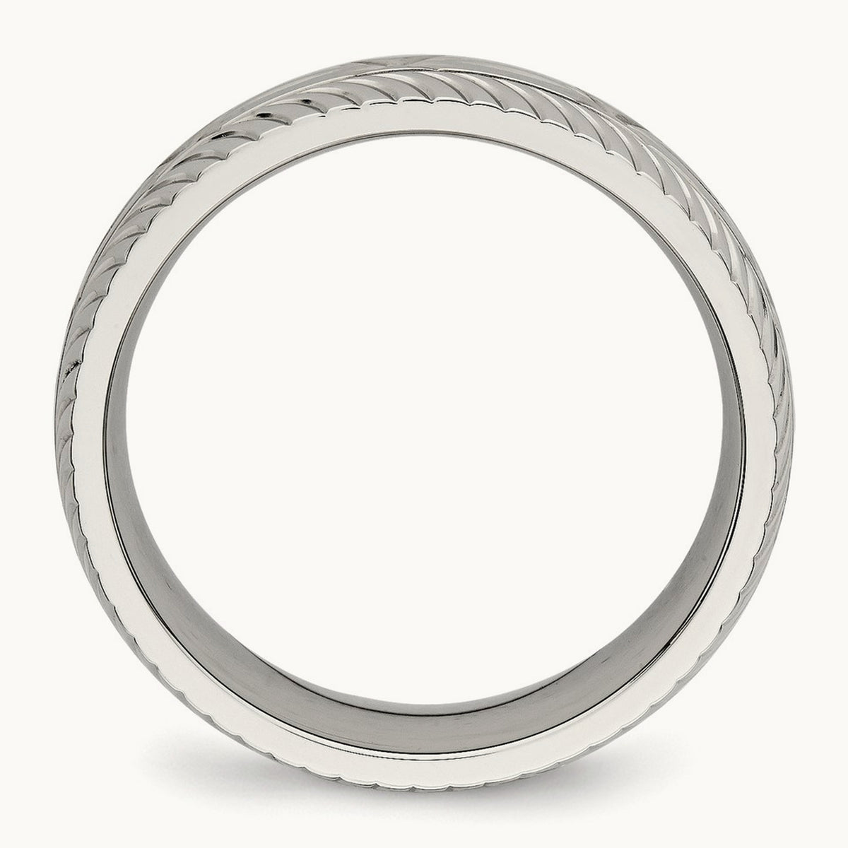 Polished Diamond Cut Band, 7mm, Stainless Steel