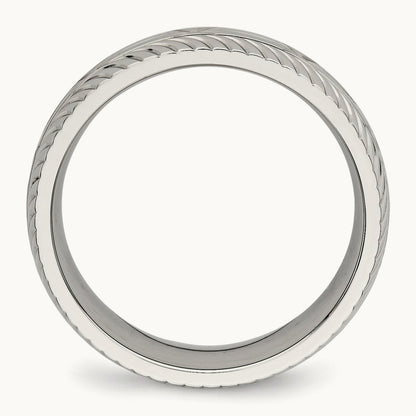 Polished Diamond Cut Band, 7mm, Stainless Steel