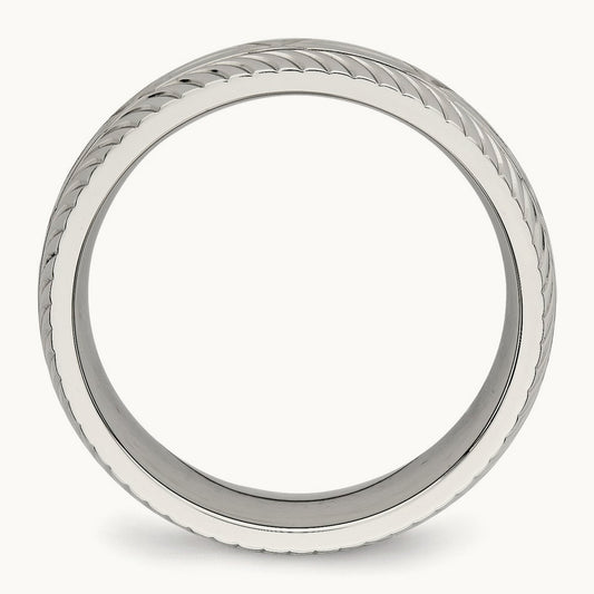 Polished Diamond Cut Band, 7mm, Stainless Steel