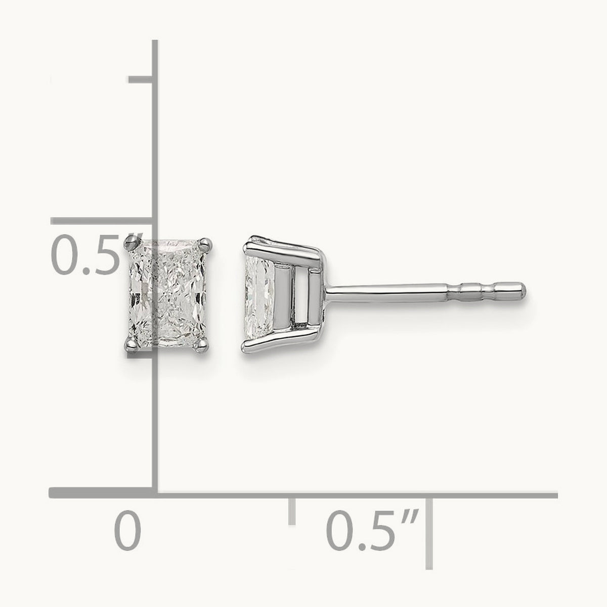 Radiant Four-Prong Stud Earrings, 0.50-6.00 ct tw Lab-Grown Diamond — 5/8 ct, 14K White Gold