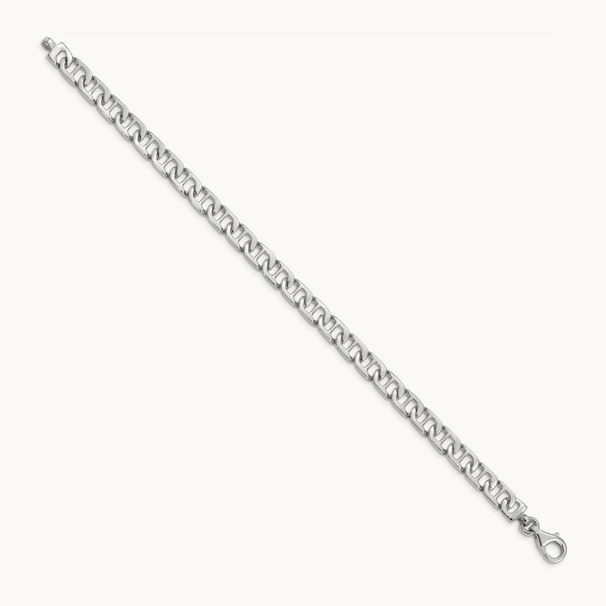 Hand-polished Fancy Anchor Link Bracelet — 14K White Gold, 6.5mm