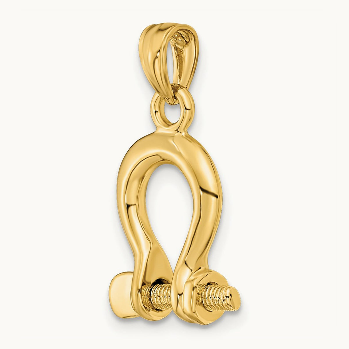 3-D Medium Shackle Link Screw Charm, 14K