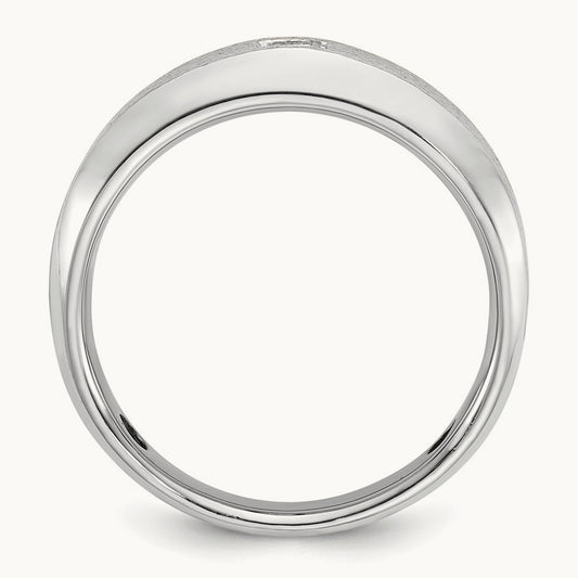 IBGoodman Men's Polished/Satin Diamond Complete Ring, 14K White Gold
