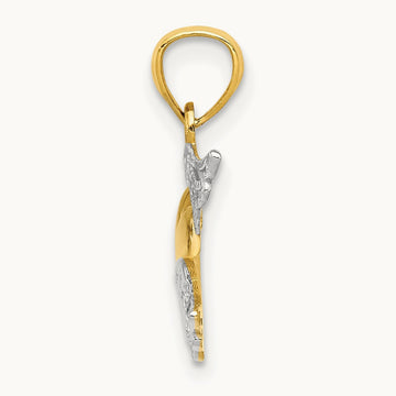 Polished Heart w/ Wings Pendant, 14K with White Rhodium