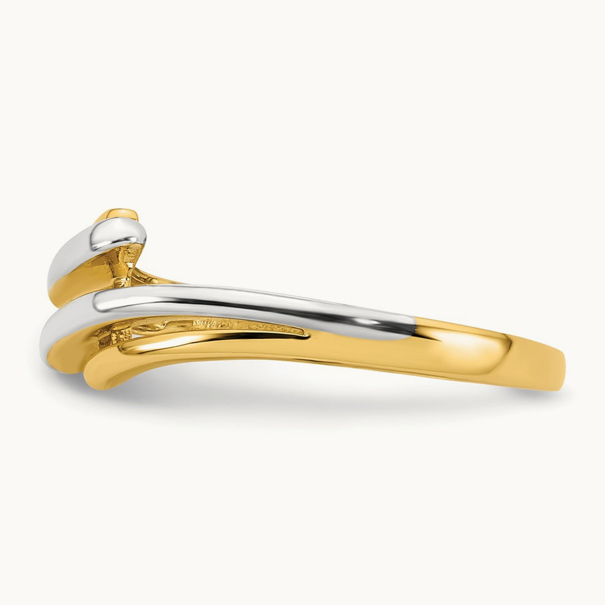 w/ White Rhodium Polished Bypass Ring, 14K