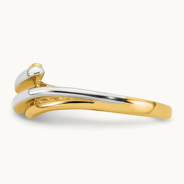 w/ White Rhodium Polished Bypass Ring, 14K