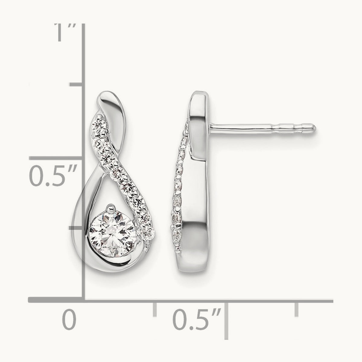 Polished Diamond Complete Tear-drop Post Earrings, 14K White Gold
