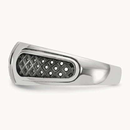 IBGoodman Men's w/Black Rhodium Diamond Complete Ring, 14K White Gold