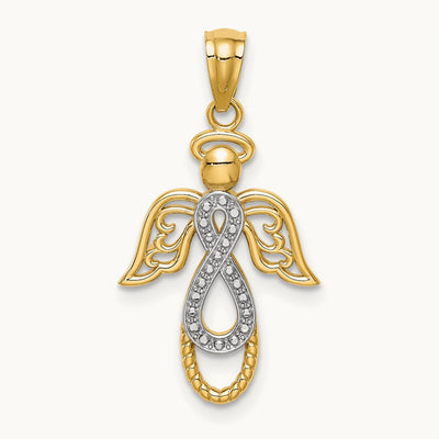 W/Rhodium Infinity Angel Pendant, 14K