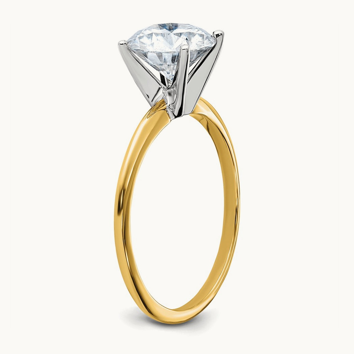 Round Solitaire Engagement Ring, 2.00 ct tw Lab-Grown Diamond — 14K Two-Tone