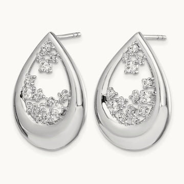 Diamond Post Earrings, 14K White Gold