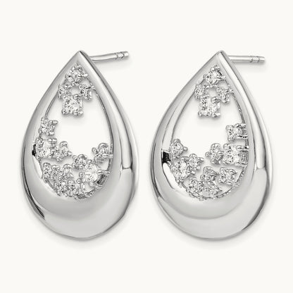 Diamond Post Earrings, 14K White Gold